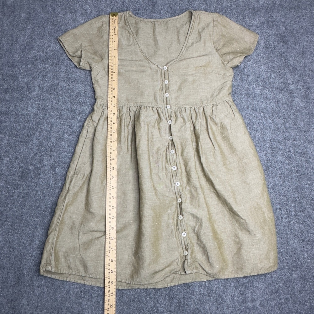 Madewell dress Women XXS Olive Green Linen Blend Button Boho Coastal Minimalist - Picture 9 of 9